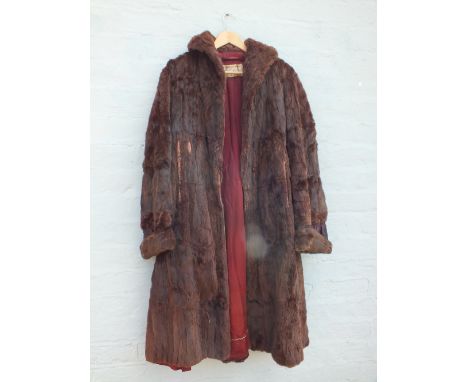 A VINTAGE FUR SHRUG WITH FRONT POCKETS, together with a vintage fur stole, both fully lined, plus tow vintage fur coats compr