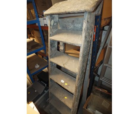 A SET OF WOODEN STEP LADDERS - SIGNS OF WOODWORM