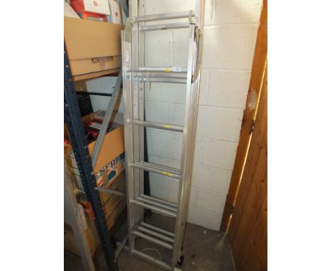 A SET OF ALUMINIUM LADDERS TOGETHER WITH A SET OF STEP LADDERS