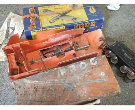 TWO VINTAGE FROG SCALE MODEL AEROPLANES - CONTENTS NOT CHECKED TOGETHER WITH AN 0 GAUGE TENDER 