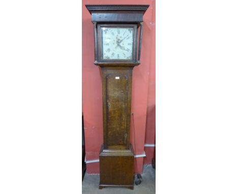 A 19th Century oak 30-hour longcase clock, the square painted dial signed John Hudson, Nottingham 