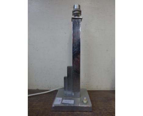 An Art Deco chrome table lamp base 