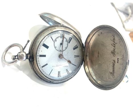 Vintage silver full hunter pocket watch by Stewart Dawson Liverpool untested condition as shown in images no warranty given 