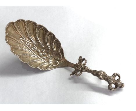 antique dutch silver tea caddy spoon full silver hallmarks 