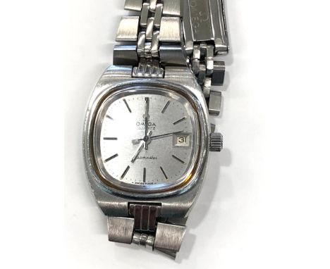 Vintage ladies Omega Seamaster stainless Steel wristwatch quartz w/ Omega Crown untested no warranty given 