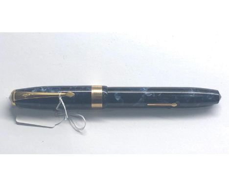 vintage blue marble Conway stewart 60 fountain pen 14ct gold nib 