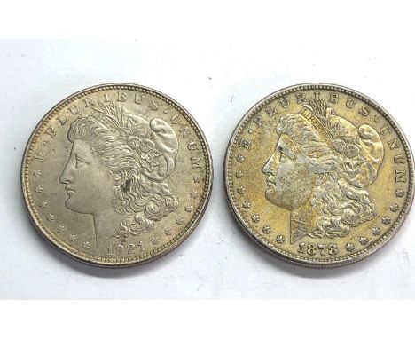 2 U.S.A Silver dollars 1921 and 1878 