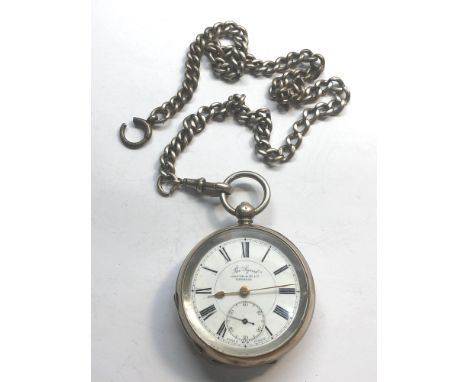 antique silver pocket watch and silver albert chain watch named the signal watts &amp; Co bristol comes on a  silver hallmark