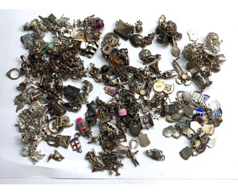 large collection of vintage silver charm bracelets and charms total weight 490g 