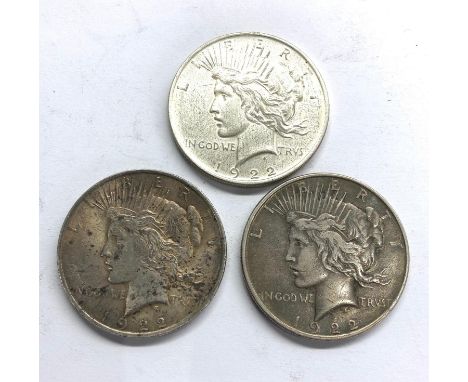 3 U.S.A Silver dollars 1922 