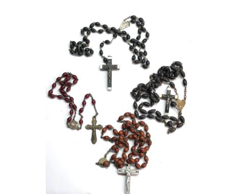 4 vintage rosary bead necklaces 