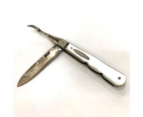 Silver and mother of pearl pen knife 