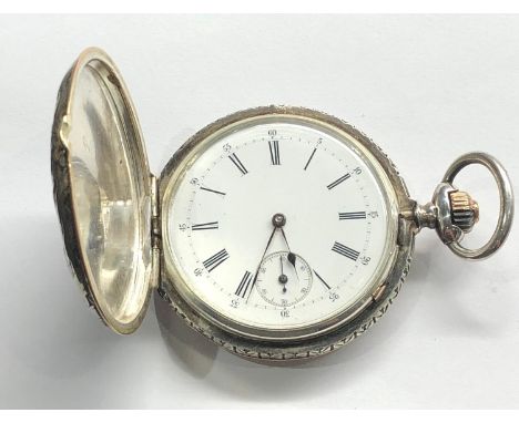 fine silver chronometer full hunter pocket watch  by Fritz piguet &amp; bachmann Geneve diameter 52mm winds and ticks in good