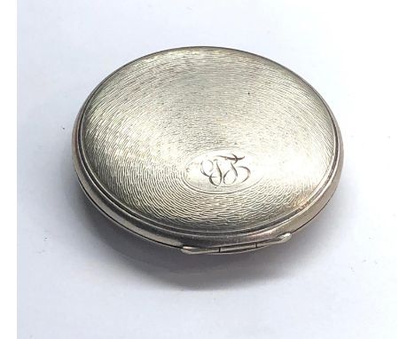 silver compact full birminham silver hallmarks measures approx 6cm dia total weight 63g 