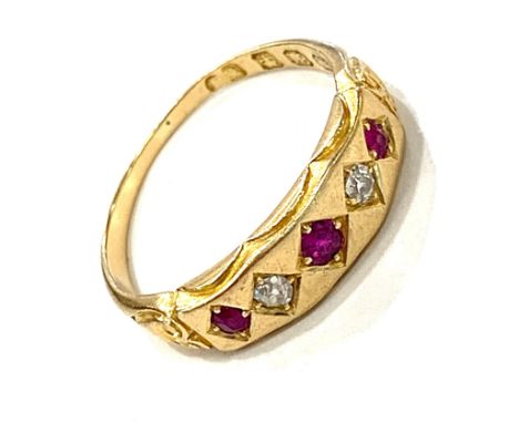 18ct diamond and ruby ring, approximate weight 3.7g, ring size O/P 