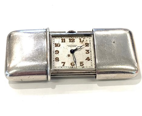 silver Movado purse watch, missing glass, in need of restoration, untested no warranty given 