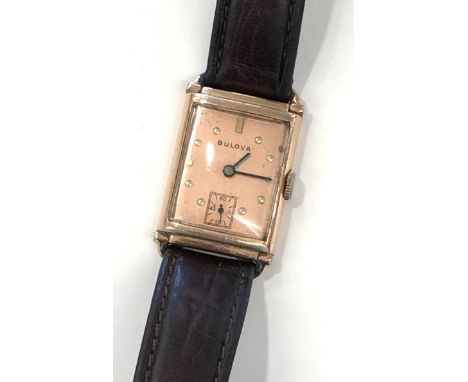 Vintage 14ct gold filled Bolova wristwatch, watch winds and ticks but no warranty given 