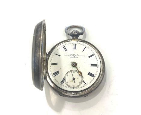 Antique Open face silver pocket watch by N.Elan Northwich non-working as shown in need of restoration. 