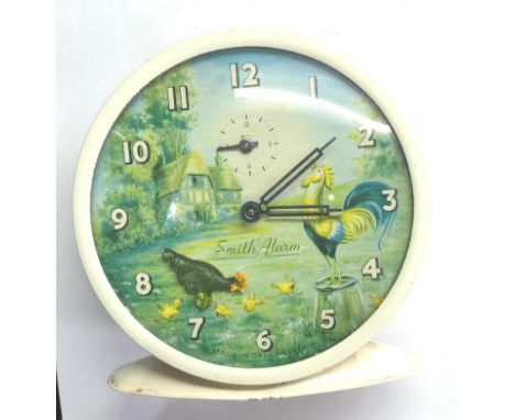 Vintage Automated smith alarm clock farm yard dial,&nbsp;Clock ticks but stops, will need service or repair, no warranty is g