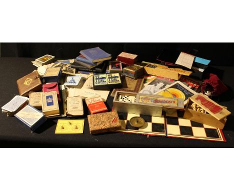 A Staunton boxwood chess set; playing cards; dominoes; ephemera including mid 20th century Masonic interest, theatre, etc, qt