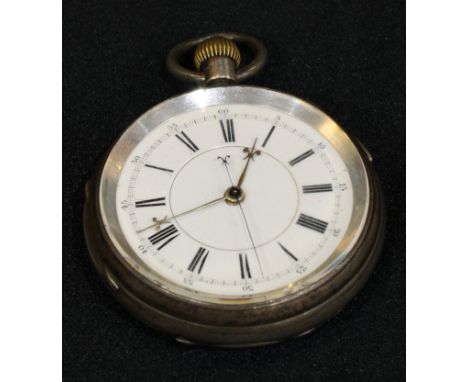 A silver cased pocket watch, centre second sweep hand, Chester 1890 