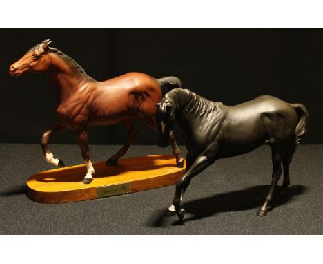 A Beswick model of a horse, Black Beauty, matt finish; another, Spirit of Fire (2) 