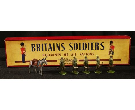 Toys - W Britain (Britains) No.1893 Indian Army Service Corps set, Regiments of All Nations, part complete, comprising five f