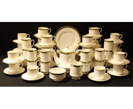 A Royal Albert Elgin part tea and coffee service comprising teapot, cake plates, side plates, cream jug, dessert bowls, coffe