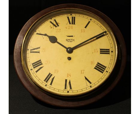 A Smiths eight-day wall clock, with 24 hour dial, 36cm diameter, from Bingham Fire Station 