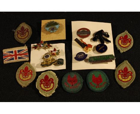 Badges - enamel badges including transport, etc; mid 20th century scout patches 