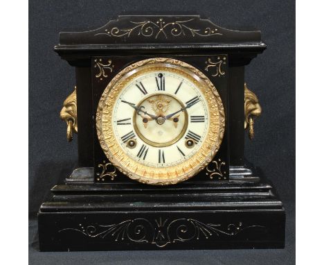A 19th century style mantel clock, manufactured by The Ansonia Clock Company, New York, 28cm high, 29.5cm wide, 12cm deep 