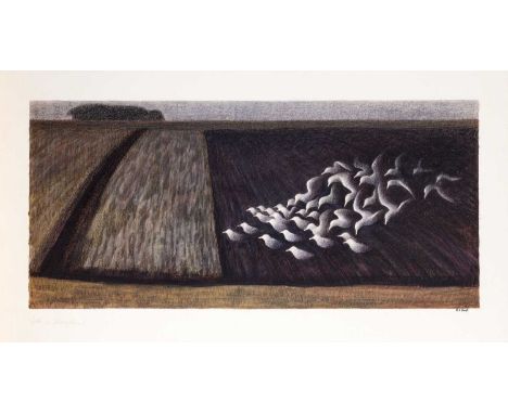 Raymond Booth (1929-2015)"Gulls on Plough Land"Signed, inscribed, mixed media, 26cm by 48cm (unframed)Good morning I can conf