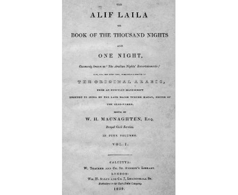 -- Die Calcutta II-Ausgabe-- Tausend und eine Nacht. - MacNaghten, W. H. The Alif Laila or Book of the thousand nights and on