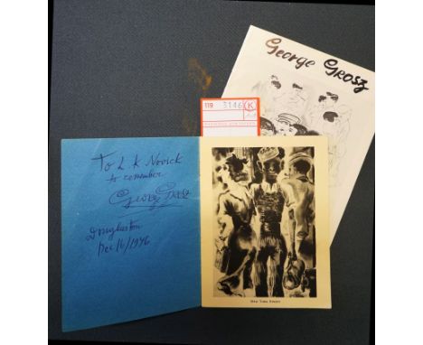 Grosz, George. (Ausstellungsbooklet). 4 Bl. mit 8 blattgroßen Abbildungen. 15 x 11,5 cm.  OBroschur. (New York um 1946). Das 
