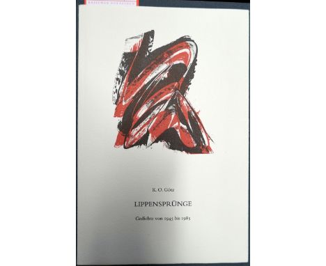 Götz, K. O. Lippensprünge. Gedichte von 1945 bis 1985. 75 S., 2 Bl. Mit fünfzehn Offsetlithographien. 25 x 16,5 cm. Original-