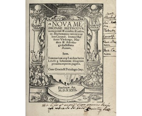 Virdung, Johann. Nova medicinae methodus, nunc primum &amp; condita &amp; aedita, ex mathematica ratione morbos curandi. 4 nn