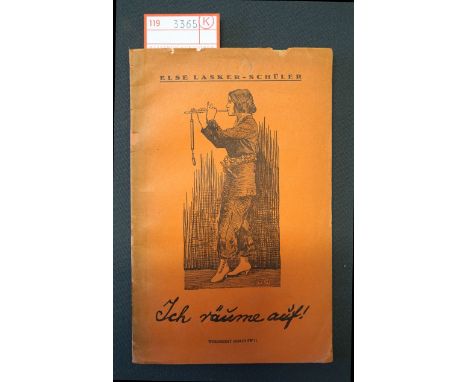 Lasker-Schüler, Else. Ich räume auf! Meine Anklage gegen meine Verleger. 38 S., 1 Bl. 22 x 14 cm. Illustrierte Orig.-Broschur