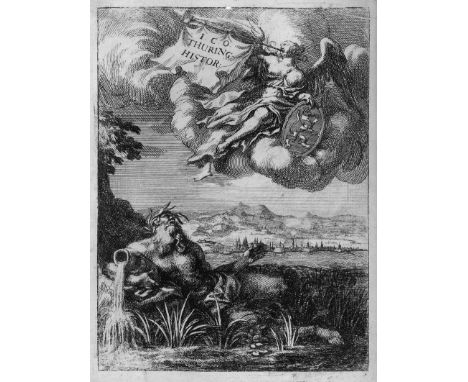 Olearius, Johann Christoph. Rerum Thuringicarum syntagma. 2 Teile in 1 Band. 5 Bl., 392 S., 18 Bl. (Register); 3 Bl., 303 S.,
