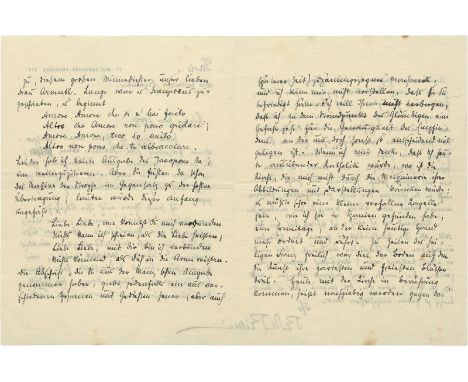 -- "gegen das Unkönnen, gegen die süße Phrase"-- Rilke, Rainer Maria, Dichter und Übersetzer (1875-1926). Eigh. Brief m. U. "