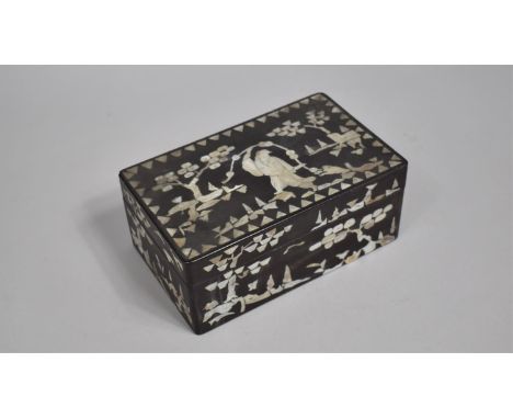 A Chinese Lacquered and Mother of Pearl Inlaid Box, Decorate with Figure in Exterior Garden Setting, 20x12.5x8cms HIgh 