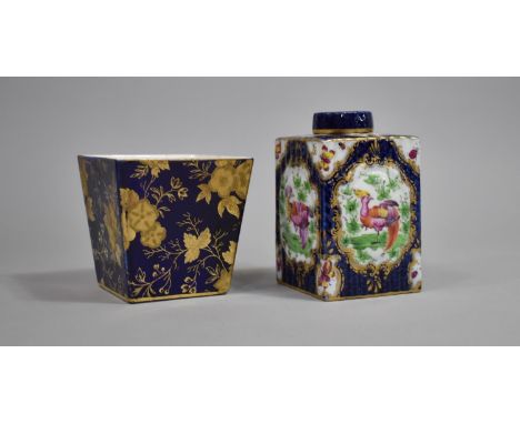 A Late 19th Century Porcelain Tea Caddy, Probably French, of rectangular form decorated with Exotic Birds and Butterflies on 