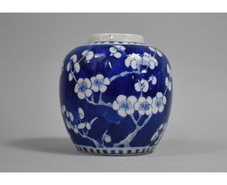 A 19th Century Chinese Blue and White Prunus Pattern Ginger Jar, Four Character Mark to Base for Kangxi, 14cms High 
