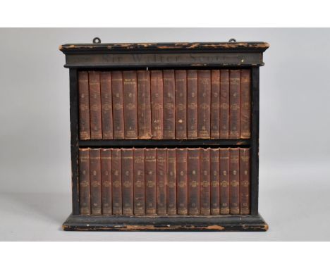 A Late 19th/Early 20th Century Table Top Two Shelf Bookcase, 'Sir Walter Scott', Containing a Set of Thirty-One Handy Volumes