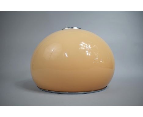 An Italian Pendant Meblo Lamp Designed by Harvey Guzzini, Acrylic Peach Globe Shade. 