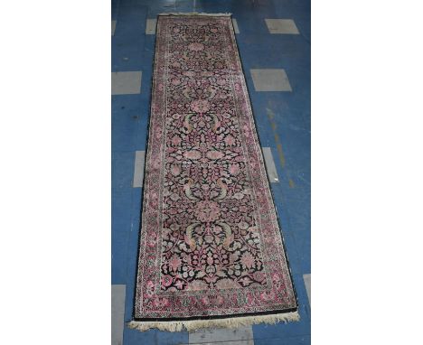 A Hand Made Kashan Silk Runner, 295 x 76cms