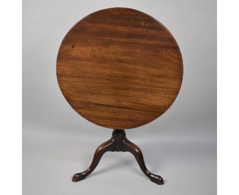 A 19th Century Mahogany Snap Top Tripod Table with Circular Top on Half Wrythen Support Raised on Good Pad Feet, 76.5cms Diam