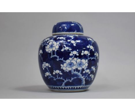 A 19th Century Chinese Blue and White Prunus Pattern Ginger Jar, Four Character Mark to Base for Kangxi, 21cms High 