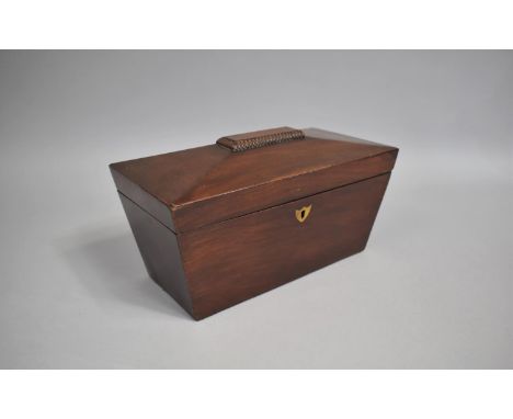 A 19th Century Mahogany Tea Caddy Box of Sarcophagus Form, now converted to Fitted Eight Division Stationery Box