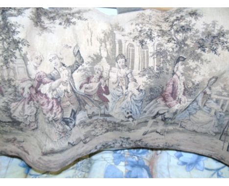A Machine Woven Tapestry showing an 18th century French parkland scene with musicians, dancers, painters, etc.