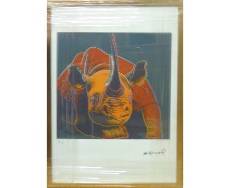 ANDY WARHOL 'Black Rhino', lithograph, with Leo Castelli blue stamp verso and George Israeli editeur embossing lower left, fr